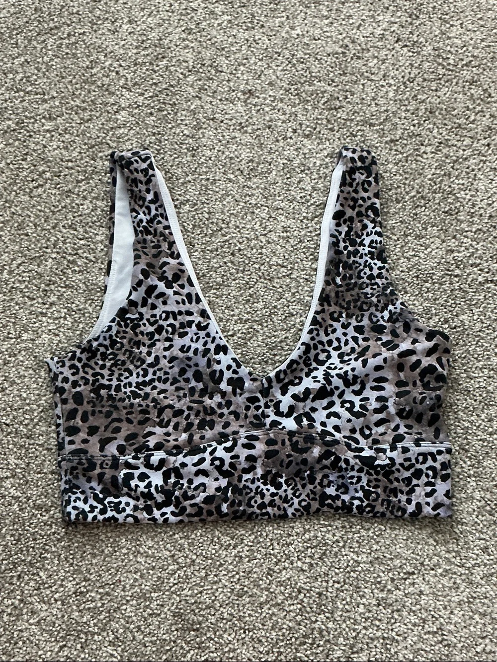 Leopard-Print V-Neck Bralette - Purple/Brown/Black